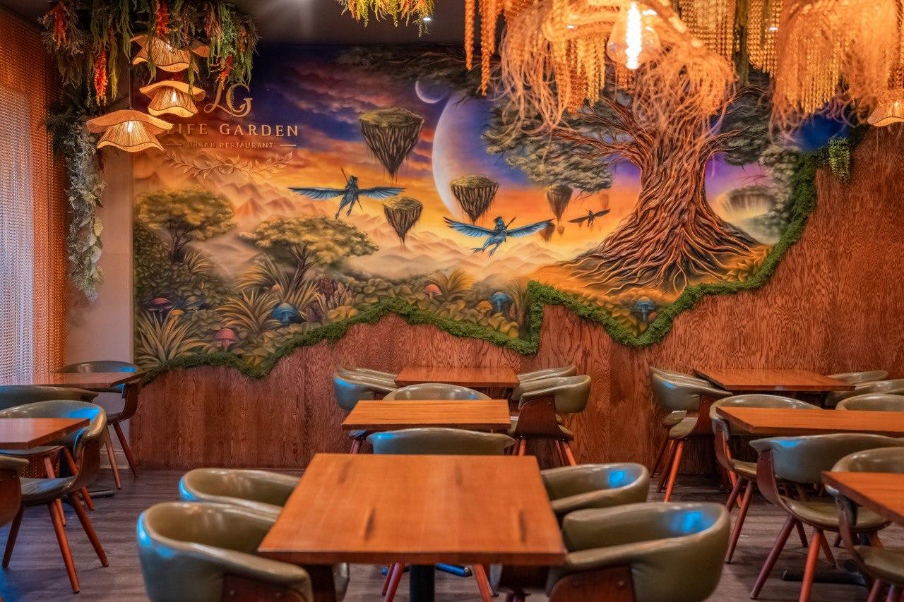 Dining tables at Life Garden